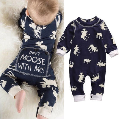 

Newborn Infant Baby Girl Boy Moose Romper Bodysuit One-pieces Outfits Christmas
