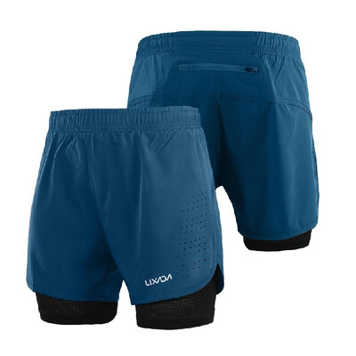 

Lixada Mens 2-in-1 Running Shorts Quick Drying Breathable Active Training Exercise Jogging Cycling Shorts with Longer Liner
