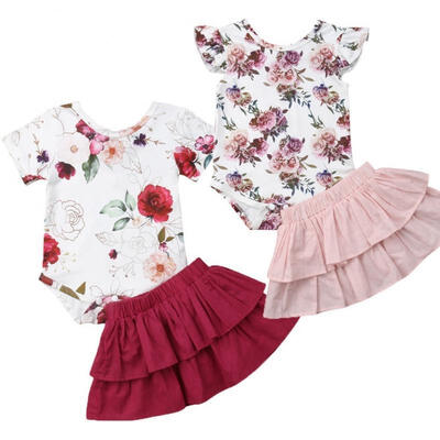 

Cute Newborn Baby Girls Tops Floral Romper TuTu Skirts Outfits Set Clothes 0-18M