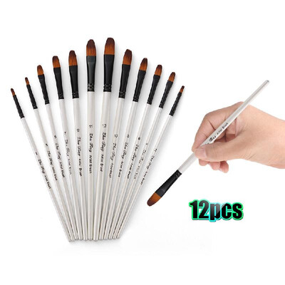 

Professional Paintbrushes Set Nylon Hair Paint Brush Fine Detail Watercolor Oil Acrylic Paint Pack of 12pcs Art Painting Supplies
