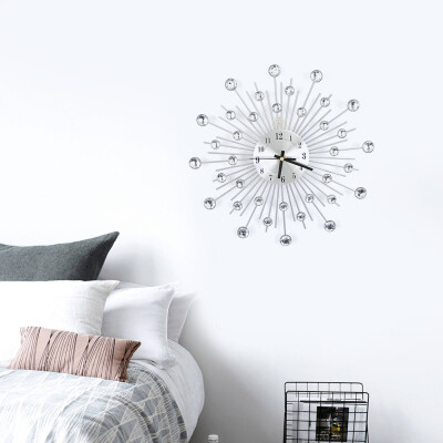 

Fashion Luxury Diamond-studded Metal Wall Clock Living Room Bedroom Decor Wall Clock Decor Diamond-studded Clock