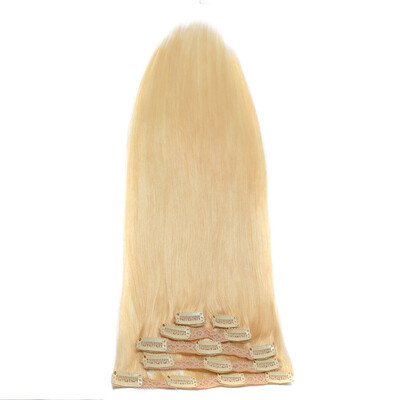 

BHF Hair Clip In Hair Extensions Remy Hair Straight Weave Full Head 6piecelot 70g 613 14" 16" 18