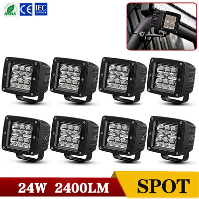 

8x 3inch 24W LED Work Lights Pods Spot Offroad Fog Driving 3x3 Marine ATV Square