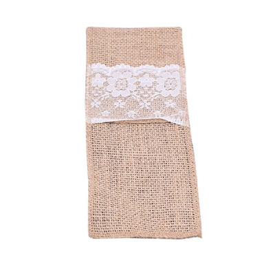 

Natural Burlap Lace Tableware Bags Utensil Holders Knifes Forks Bag Party Bridal Shower Wedding Cutlery Pouch