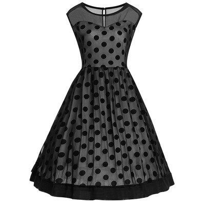 

Plus Size Polka Dot Sleeveless Vintage Dress