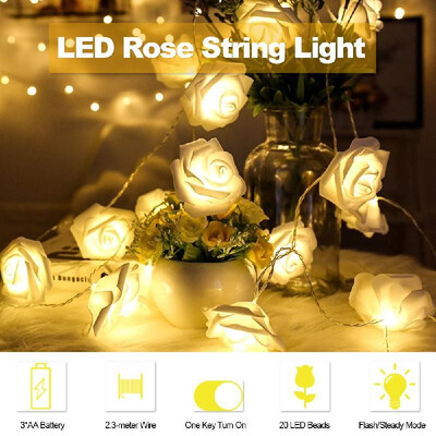 

LED Rose String Light with 2 Modes 25-meter Length 20 Bulbs Fairy String Lights Bed Light Night Light Home Decor for Valentines