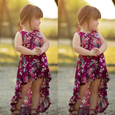 

Kid Baby Girl Floral Tutu Party Princess Formal Dress Irregular Holiday Sundress