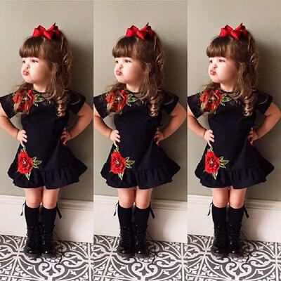 

Cute Toddler Kids Baby Girls 3D Flower Summer Party Dress Sundress Clothes 0-4T