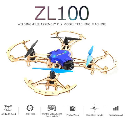 

ZL100 Wooden Aircraft DIY Drone with Camera 720P Wifi FPV Altitude Hold Display Headless Mode Training Educational Quadcopter