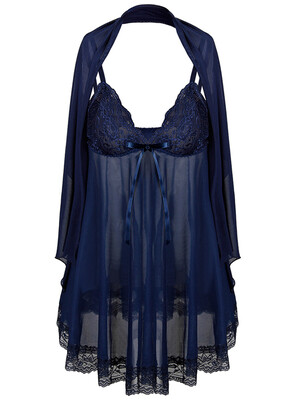 

See Through Plus Size Babydoll With Scarf