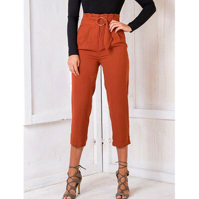 

Womens Palazzo Flared Wide Leg Pants High Waist OL Ladies Casual Long Trousers