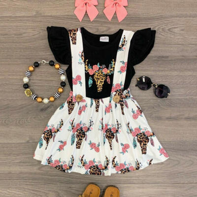 

UK Toddler Kids Baby Girl Floral T-shirt Top Skirt Dress 2Pcs Outfit Clothes Set