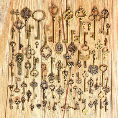 

70pcsset Antique Vintage Old Look Bronze Skeleton Keys Fancy Heart Bow Pendant