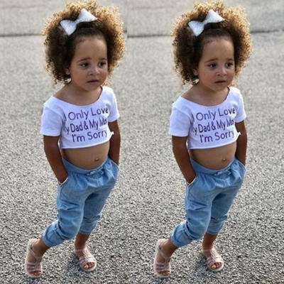 

Kid Baby Girl I ́m sorry Clothes Crop T-shirt TopsLong Pants Sunsuit Outfit Set