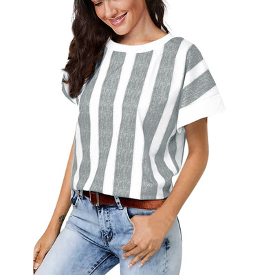 

Starmoon Women Casual Short Sleeve Striped Print O-Neck Tops Blouse T-Shirt Tops