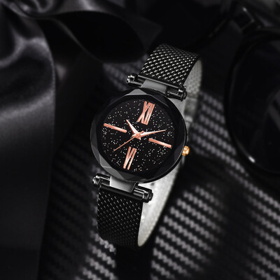 

RM Fashion Simple Cool Big Roman Digital Star Sky Dial Ladie Mesh With Quartz Watch