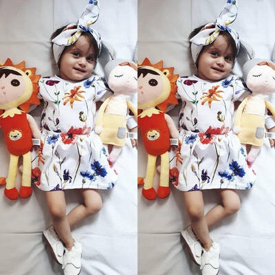 

Fashion Baby Girl Floral Long Sleeve Tops Floral Skirt Headband Outfit Set