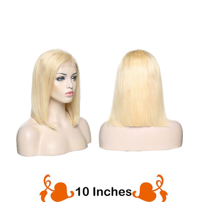 

Blonde Bob Wig Human Hair Brazilian Virgin Hair Glueless Short Bob Wig Straight Middle Part Machine Made Human Hair Wigs for women