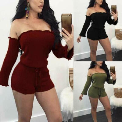 

Fashion Womens Solid Bandage Bodycon Top Sexy Cocktail Club Jumpsuit Playsuit
