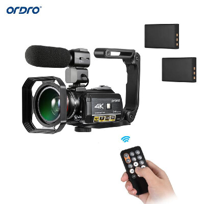 

ORDRO AC3 4K WiFi Digital Video Camera Camcorder DV Recorder 24MP 30X Zoom IR Night Vision 31 Inch IPS LCD Touchscreen with 2pcs