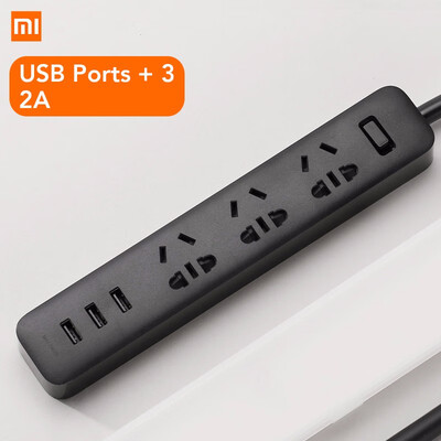 

Original Xiaomi Mijia Smart Power Strip 3 2A Fast Charging USB Ports 3 Sockets Xiaomi Xiaom MI Smart Home Black With Adapter