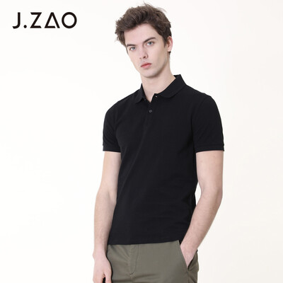 

JZAO Mens basic short-sleeved polo shirt black  17596A