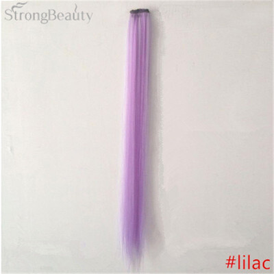 

StrongBeauty Women Colorful Extension Long Synthetic Clip In Two Piece Straight Hairpiece Party Highlights Punk Hair Pieces