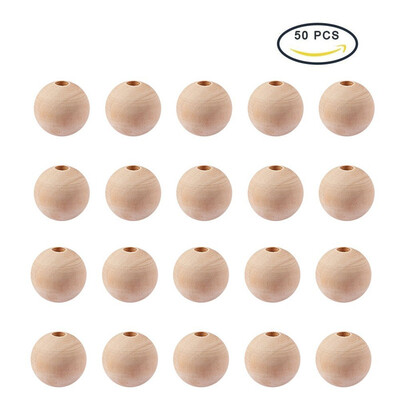 

PH PANDAHALL 50 Pcs Vacuum Packing Round Wood Beads Lead Free