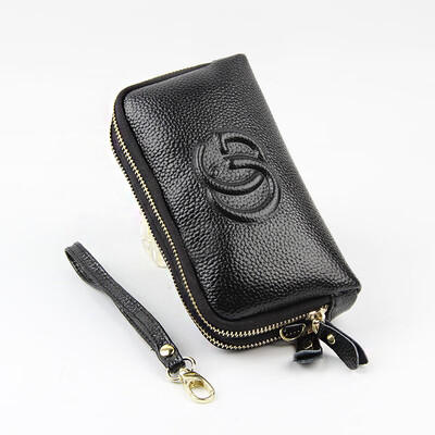 

Factory direct 2019 new leather European&American fashion wind mobile phone bag double zipper ladies clutch bag purse