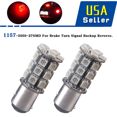 

8x RED 1157 BAY15D 27-SMD 5050 Tail Brake Stop Backup Reverse LED Light Bulbs