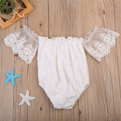 

UK Kid Baby Girls Lace Off Shoulder Romper Bodysuit Jumpsuit Outfits Sunsuit jhg