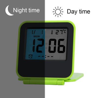 

Greensen Portable Foldable Tabletop Travel Digital Alarm Clock with Temperature Calendar Date WeekAlarm Clock