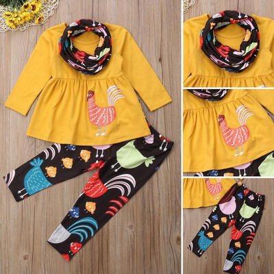 

Thanksgiving Toddler Baby Girls Turkey Tops Dress Pants Leggings Outfits Clothes
