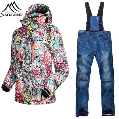 

SAENSHING Girls Snow Jacket Womens Ski Suits Waterproof 10K Super Warm Snowboarding Suits Female Snow Jacket Snowboard Pant Sets