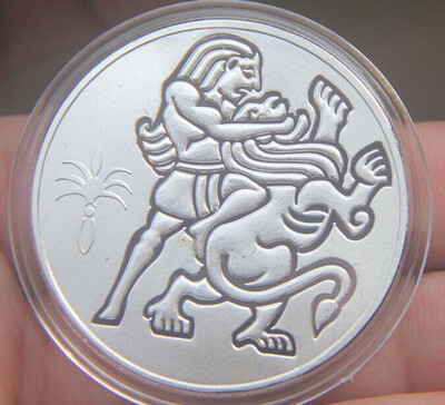 

40mm Samson AND Lion Silver plated Souvenir Coin medal ISRAEL HOLY BIBLE Jerusalem