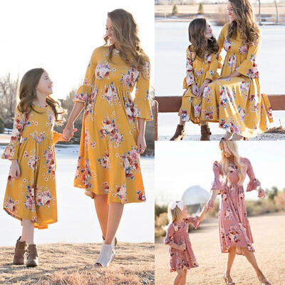 

Mother&Daughter Casual Boho Floral Maxi Dress Mommy&Me Matching Outfits