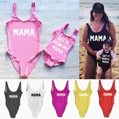 

Family Matching Swimwear Mother Daughter Women Kids Baby Girls Swimsuit Bikini