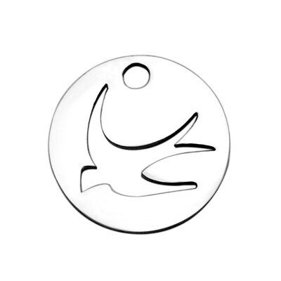 

304 Stainless Steel Charms Flat Round with Swallow Stainless Steel Color 12x1mm Hole 15mm