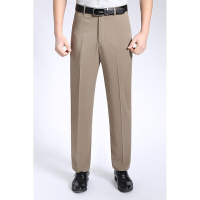 

WENGUANGUO Summer thin section pleated high waist free hot straight loose standard version micro elastic mens trousers 7932