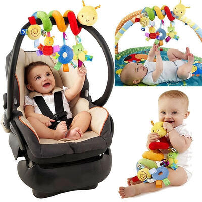 

Baby Kids Pram Stroller Bed Around Spiral Hanging Activity Soft Plush Toys