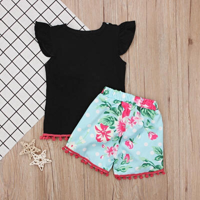 

2018 New Hot Selling 2Pcs Summer Clothes 1-7T Infant Kids Baby Girl T Shirts TopShort Pantts Outfits Suit