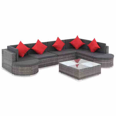 

8 Piece Garden Lounge Set with Cushions Poly Rattan Gray