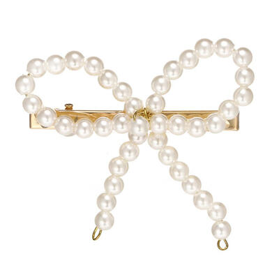 

Korean Girls Pearls Bowknot Fringe Barrette Women Bang Ponytail Hair Clips
