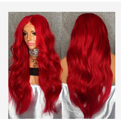 

〖Follure〗Womens Fashion Front lace Wig Red Synthetic Hair Long Wigs Wave Curly Wig