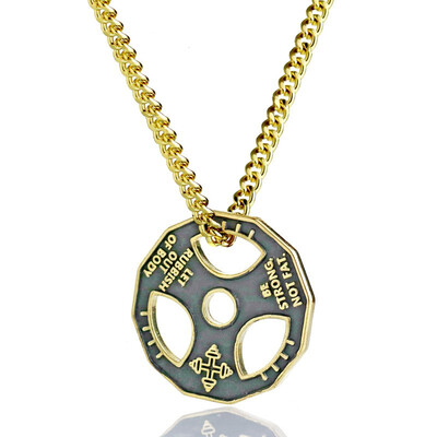 

YISHIZHIAI Fitness Barbell Dumbbell Necklace Steering Wheel Disc Mens Pendant 4439