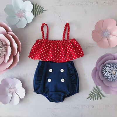 

Summer Newborn Infant Baby Girls Outfit Clothes Polka Dot Tops Short Pants Set