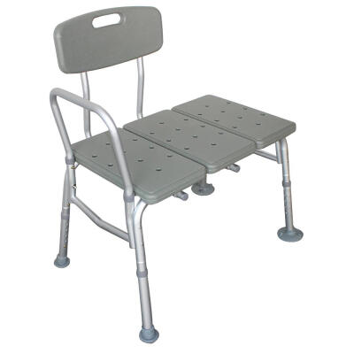 

Shower Chair Plastic Tub Transfer Bench with Adjustable Backrest Gray