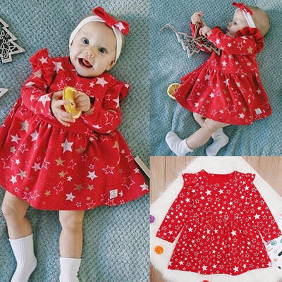 

2018 Kids Baby Girl Long Sleeve Tutu Princess Dress Clothes Dresses Skirt Xmas Outfit