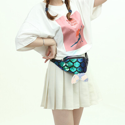 

Tailored Fashion Women Sequins Colorful Mermaid Tail Crossbody Bag Messenger Chest Bag