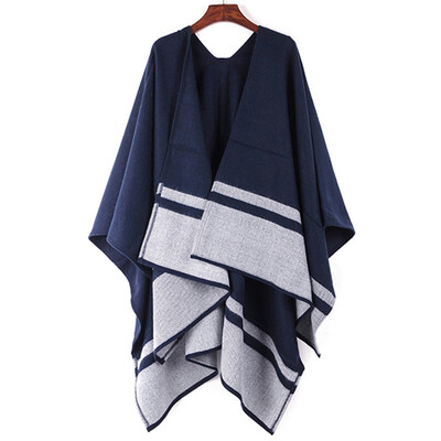 

Double Blue Striped Scarf Shawl thickened